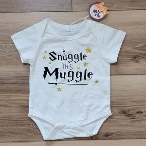 Harry Potter Snuggle This Muggle White Baby Onesie, NWT